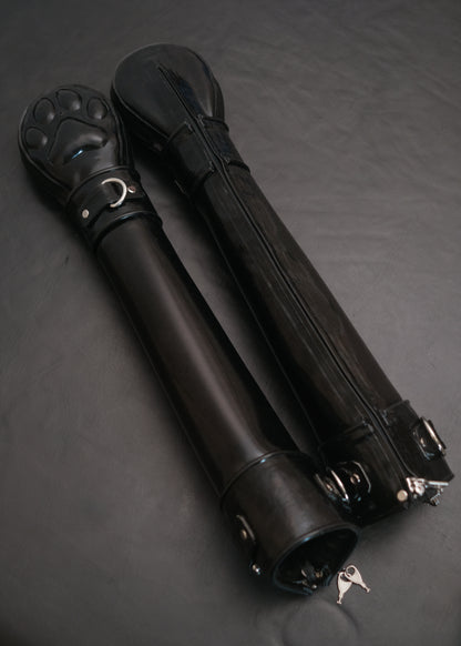 Lockable Heavy Rubber Paw Mitts with Arm Restraints