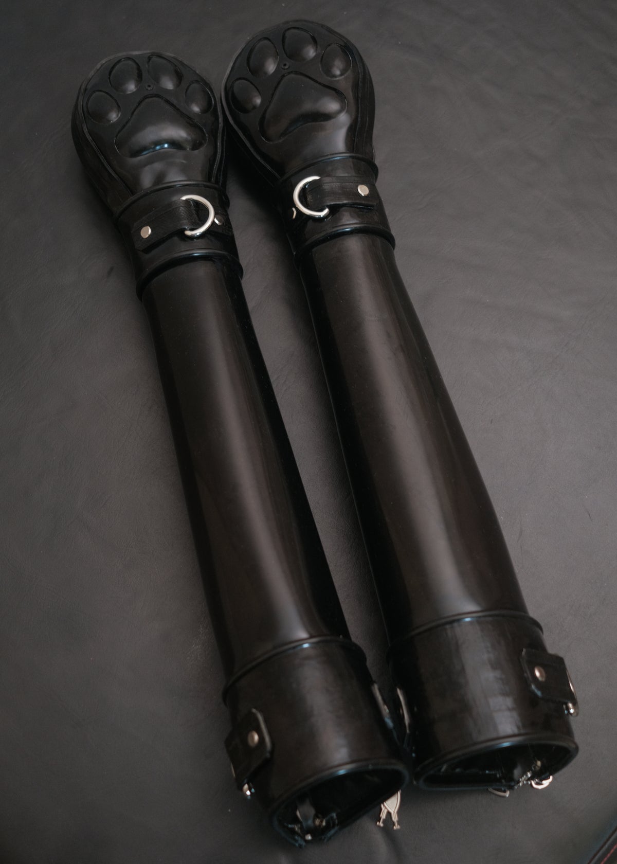Lockable Heavy Rubber Paw Mitts with Arm Restraints