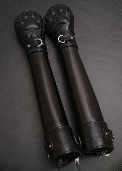 Lockable Heavy Rubber Paw Mitts with Arm Restraints
